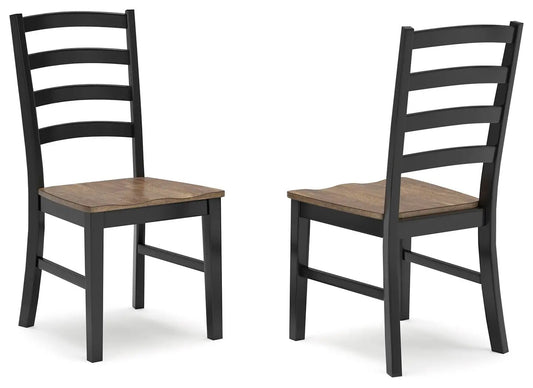 Wildenauer dining chair set of 2 in black with brown wood seats on Tampa Home & Garden Store