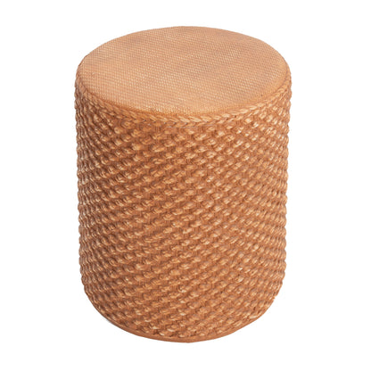 Evie round brown outdoor side table with woven rattan texture by HouseOfZazla on Tampa Home & Garden Store
