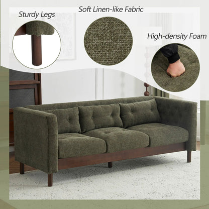Upholstered 3-Seater sofa with tufted cushions in olive fabric by Unique Piece Furniture on Tampa Home & Garden Store