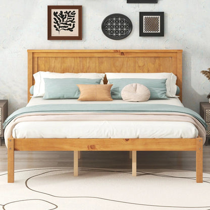 Platform Bed Frame With Headboard in Espresso
