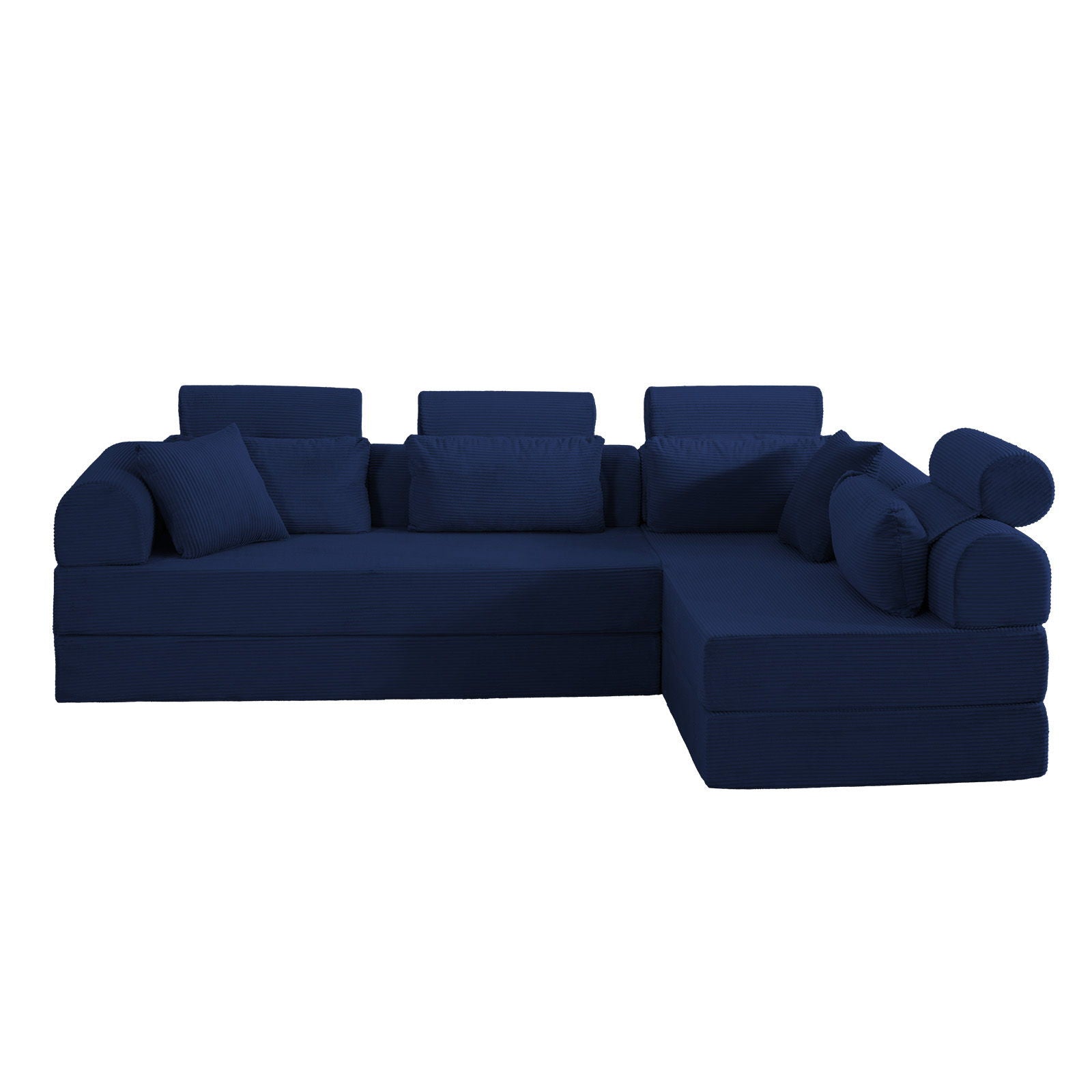 Modern L-Shape Modular Sectional Sofa navy blue corduroy compressed design HouseOfZazla on Tampa Home & Garden Store