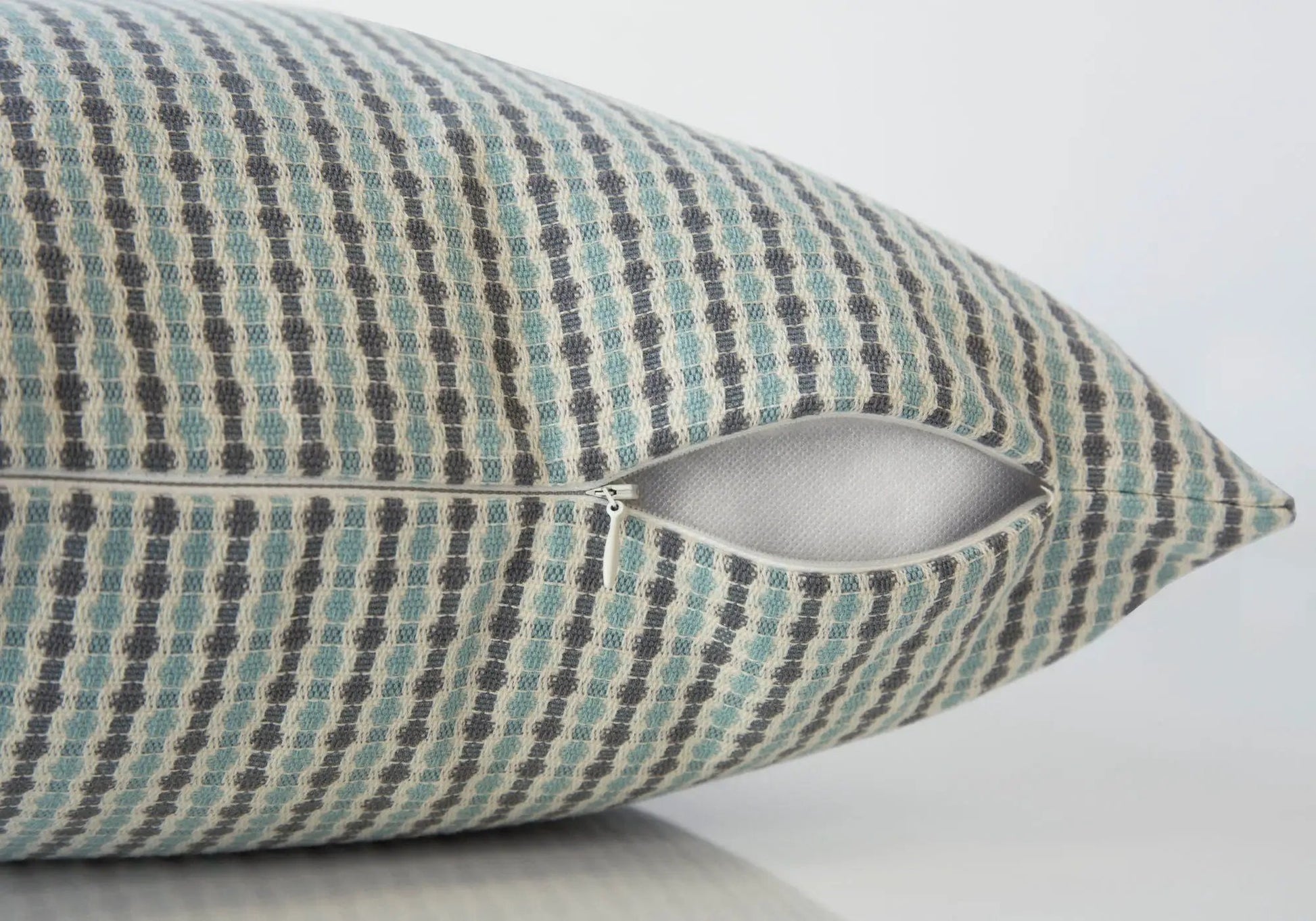 Throw pillow teal navy geometric hypoallergenic with zipper by Unique Piece Furniture on Tampa Home & Garden Store
