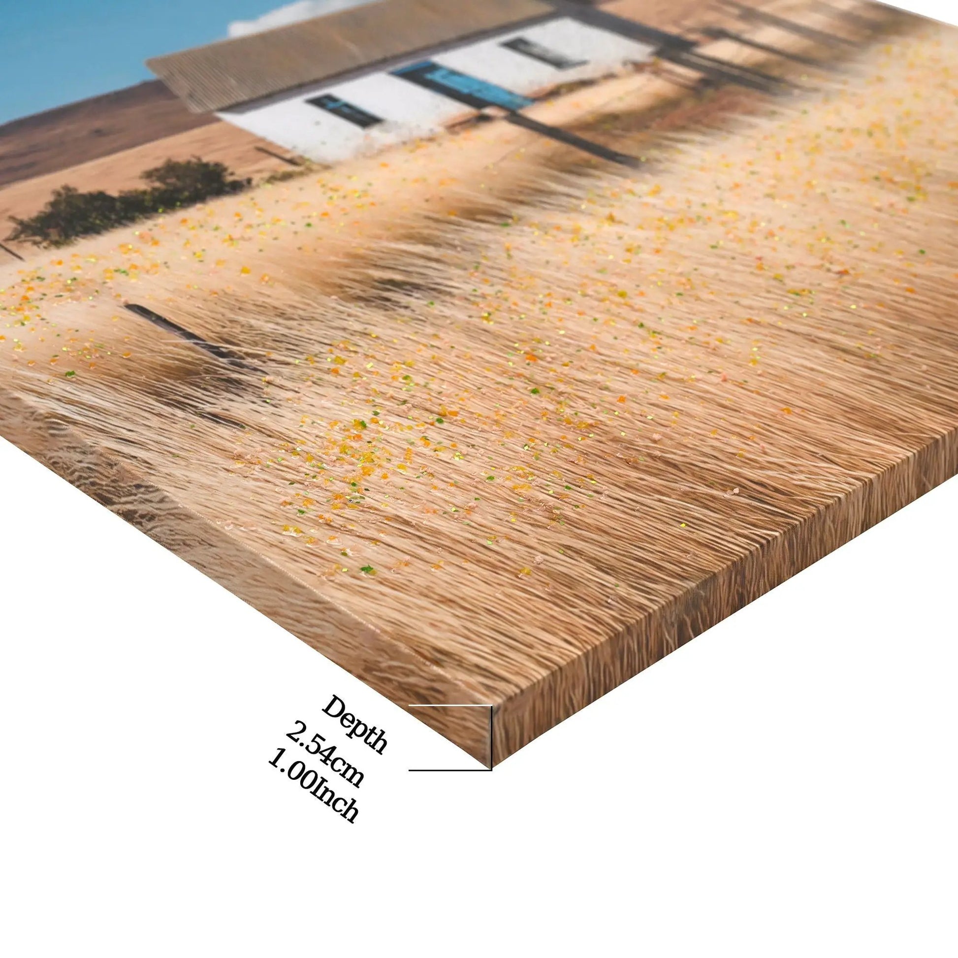 Canvas Art House Barn Picture Wall Art in Blue with white barn and blue door on sandy beach on Tampa Home & Garden Store