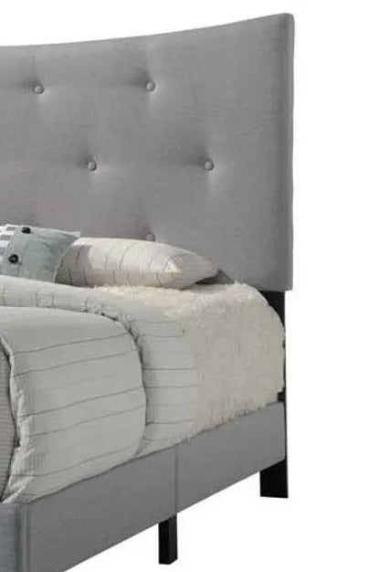 Venacha queen bed gray upholstered tufted headboard with black legs Unique Piece Furniture on Tampa Home & Garden Store