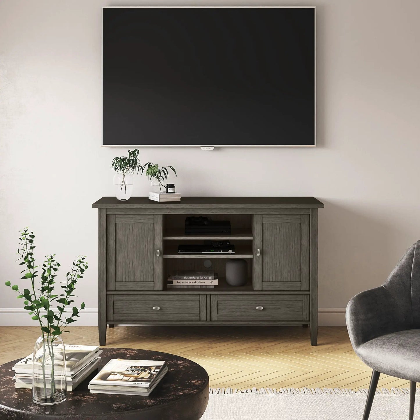 Warm Shaker TV Media Stand Handcrafted Wood