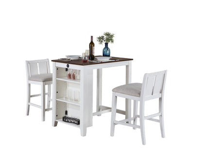 3 Piece Counter Height Dining Set white frame with dark brown top by HouseOfZazla on Tampa Home & Garden Store