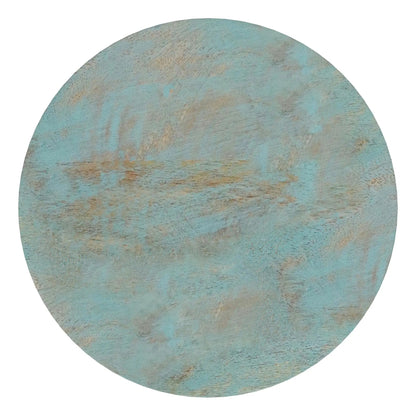Boyd Handcrafted Accent Table round top in distressed teal blue finish on Tampa Home & Garden Store
