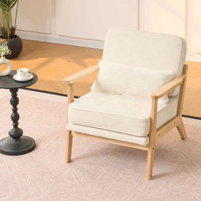 Living Room Chair with Lumbar Pillow Mid Century