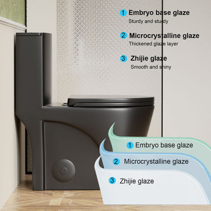 1 Piece ADA-height toilet by HouseOfZazla in dark gray with Tornado and Dual Flush on Tampa Home & Garden Store