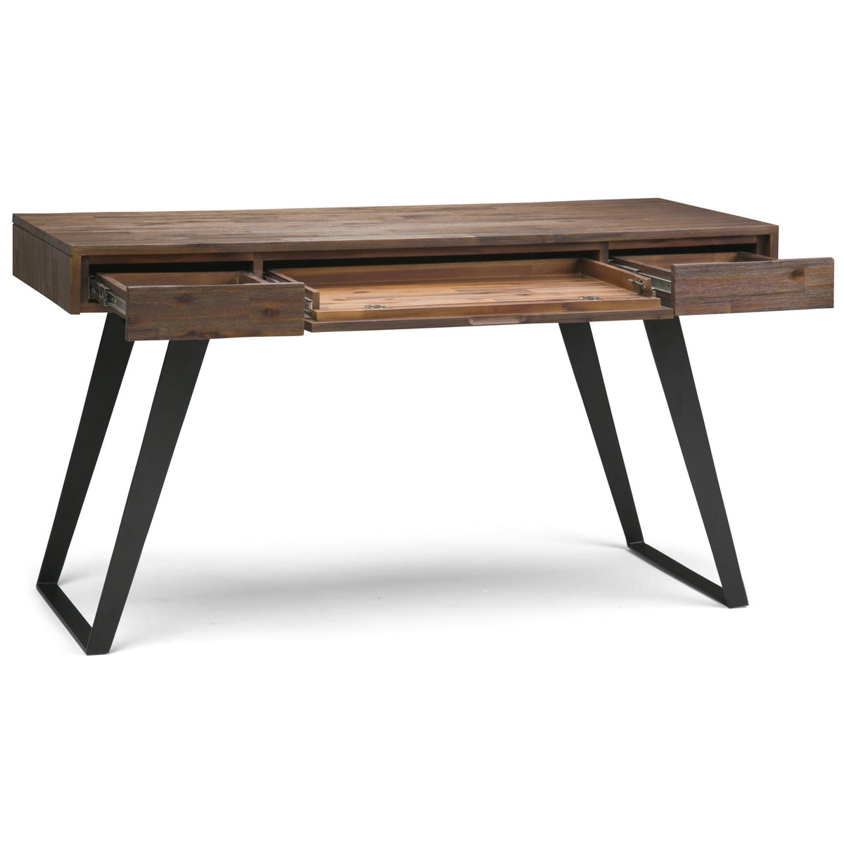 Handcrafted Acacia Desk with drawers, inner compartments, brown finish, HouseOfZazla on Tampa Home & Garden Store