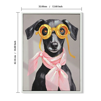 Vacation Day Puppy Wall Decor Pink Canvas Art