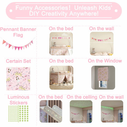 Jack House Loft Bed With Slide And Curtain Set in pink by HouseOfZazla on Tampa Home & Garden Store