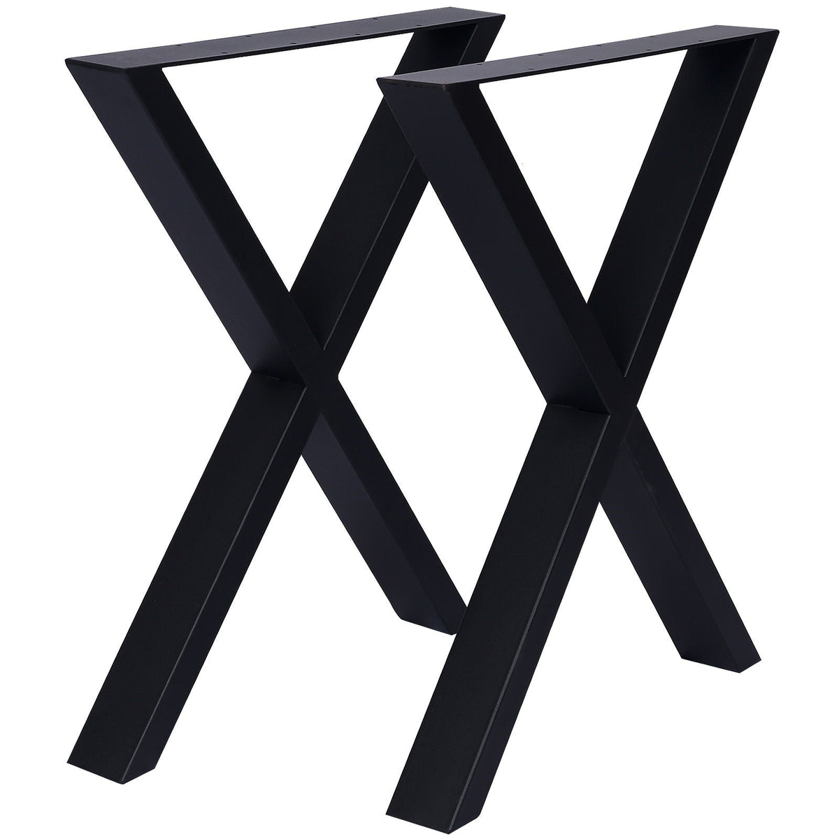 Pair of wide black metal table legs with X-frame design, heavy-duty steel on Tampa Home & Garden Store