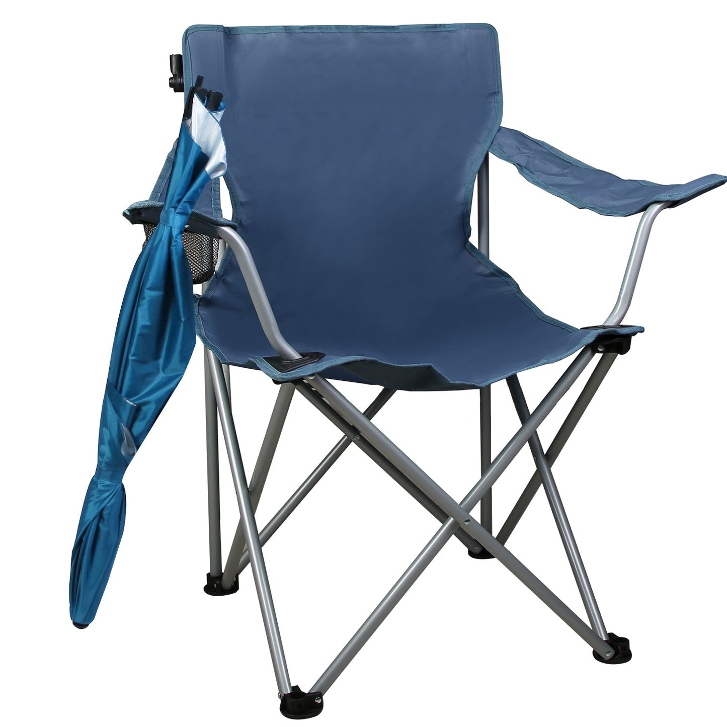 GemGear blue foldable beach chair with detachable umbrella armrest, adjustable canopy cup holder on Tampa Home & Garden Store