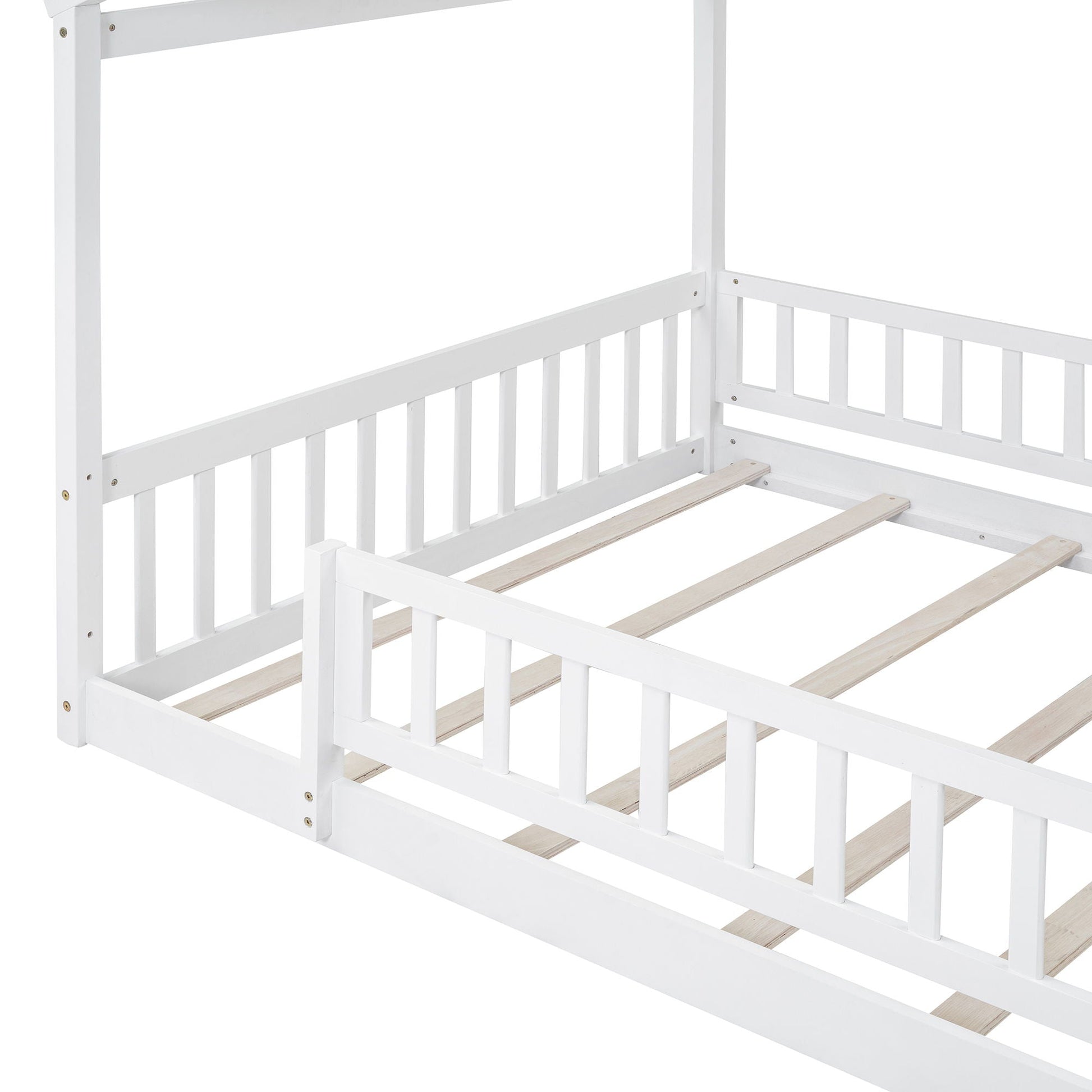 Bed House Bed Frame With Fence white wood canopy bed with slatted base on Tampa Home & Garden Store