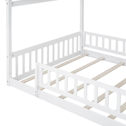 Bed House Bed Frame With Fence white wood canopy bed with slatted base on Tampa Home & Garden Store