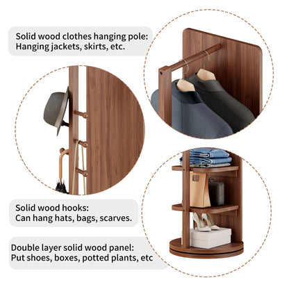 3-in-1 full-length rotating clothing mirror by HouseOfZazla in dark brown wood with hanging pole on Tampa Home & Garden Store