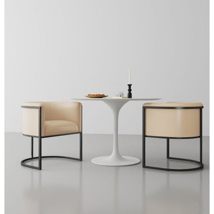 Cosmopolitan Dining Chair with Geometric Metal Frame cream beige upholstery arm chair pair on Tampa Home & Garden Store