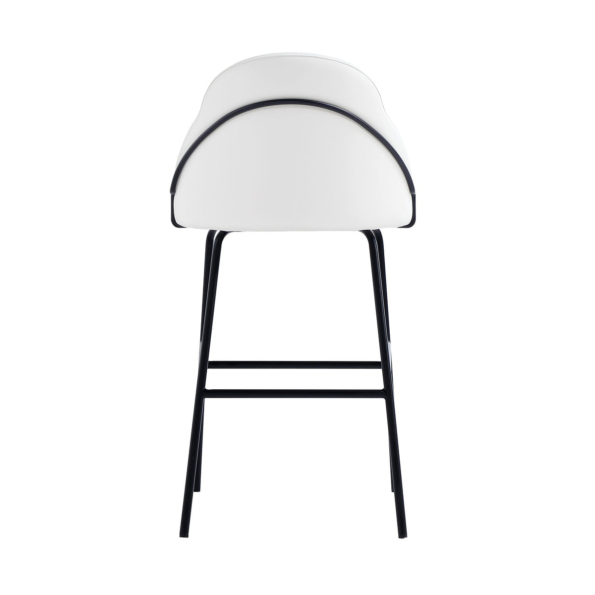 Gracie upholstered barstool white seat with black piping, bar height 28–30 in, metal legs on Tampa Home & Garden Store