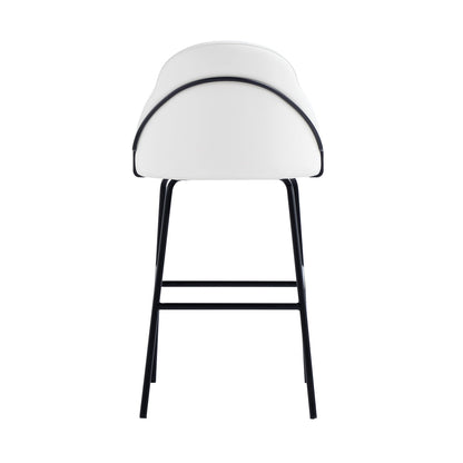 Gracie upholstered barstool white seat with black piping, bar height 28–30 in, metal legs on Tampa Home & Garden Store