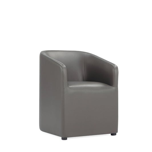 Anna Round Armchair by HouseOfZazla; grey leather upholstery, modern arm chair on Tampa Home & Garden Store