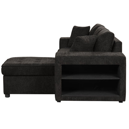 3-seat L-shaped sleeper sectional HouseOfZazla with storage chaise in charcoal fabric on Tampa Home & Garden Store