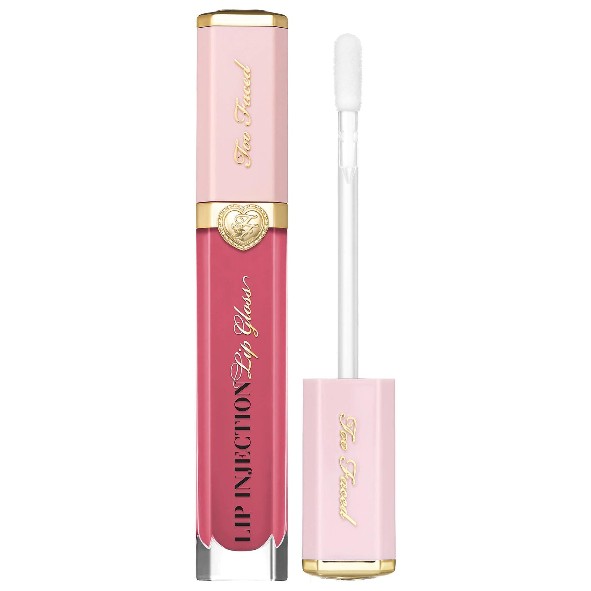 Too Faced Lip Injection Lip Gloss pink gradient tube with gold cap and white wand on Tampa Home & Garden Store