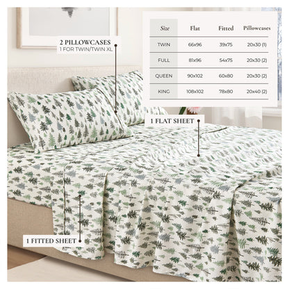 Printed Baylor Collection sheet set Great Bay Home pine print includes 1 flat 1 fitted 2 pillowcases on Tampa Home & Garden Store