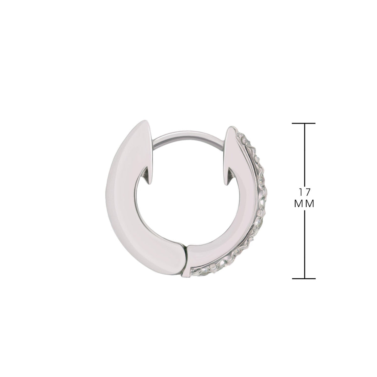 Enamel Huggies Earring silver crescent hoop with crystal-pave edge 17 mm Lauren G Adams on Tampa Home & Garden Store