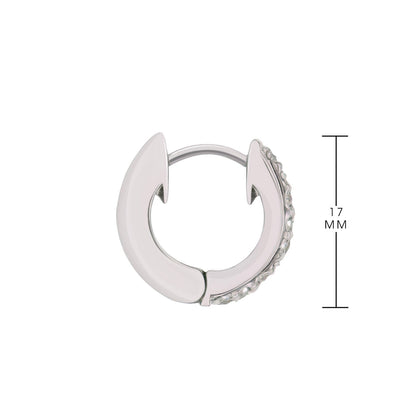 Enamel Huggies Earring silver crescent hoop with crystal-pave edge 17 mm Lauren G Adams on Tampa Home & Garden Store