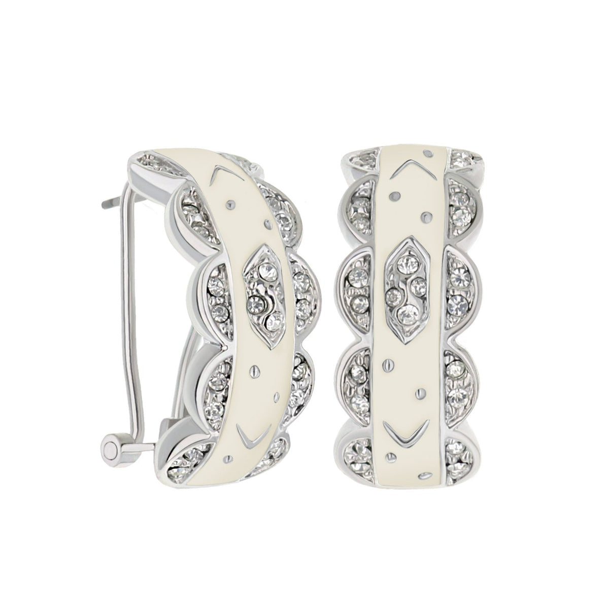 Lga French Clip Earrings, pair by Lauren G Adams, enamel with pavé crystals, clip backs on Tampa Home & Garden Store