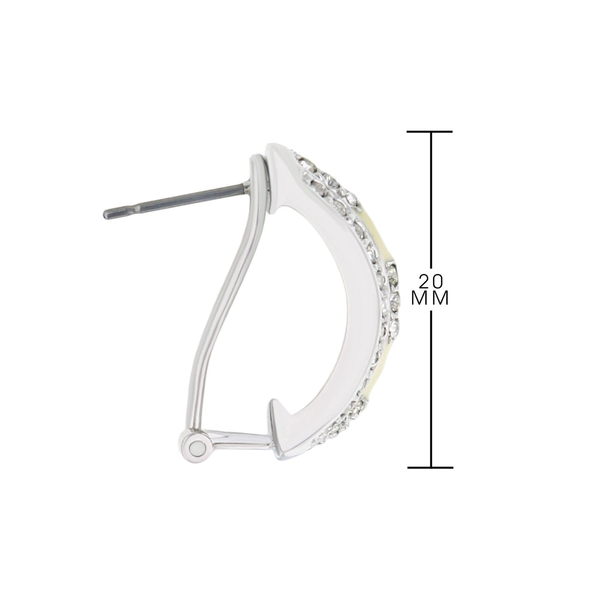 Lga French Clip Earrings by Lauren G Adams, silver clip-on hoops with crystal pavé, 20 mm on Tampa Home & Garden Store