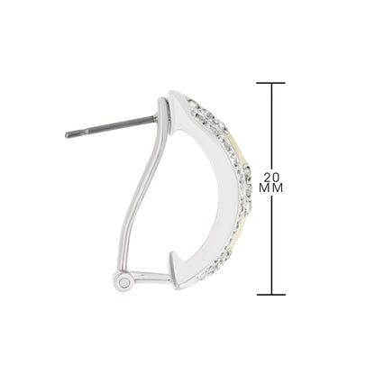 Lga French Clip Earrings by Lauren G Adams, silver clip-on hoops with crystal pavé, 20 mm on Tampa Home & Garden Store