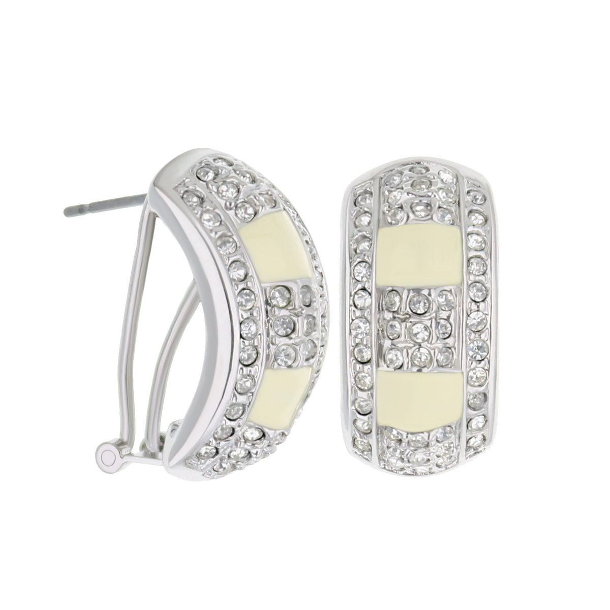 Lga French Clip Earrings by Lauren G Adams, a pair of silver-tone crystals and enamel hoops on Tampa Home & Garden Store