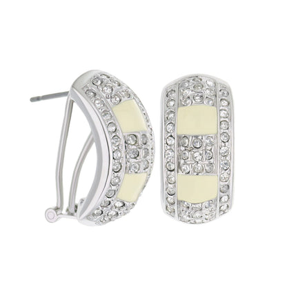 Lga French Clip Earrings by Lauren G Adams, a pair of silver-tone crystals and enamel hoops on Tampa Home & Garden Store