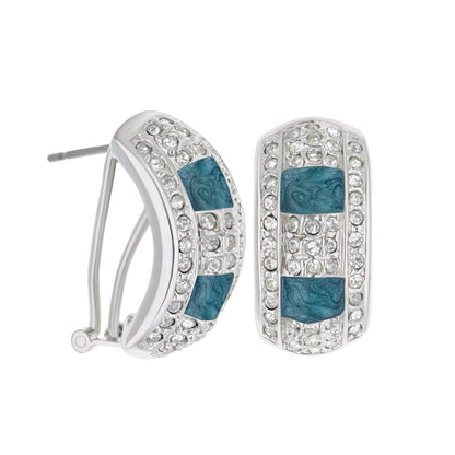 Lauren G Adams LGA French Clip Earrings, clip earrings with crystals and teal enamel inlays on Tampa Home & Garden Store