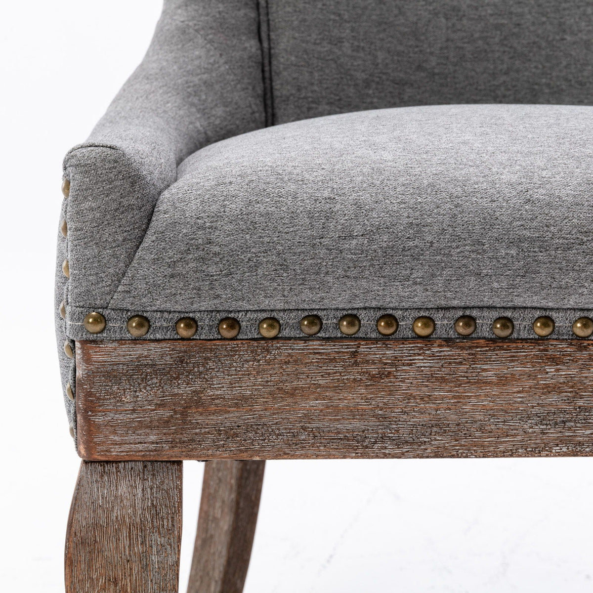 Ultra Side Dining Chair gray fabric with nailhead trim and wood legs HouseOfZazla on Tampa Home & Garden Store