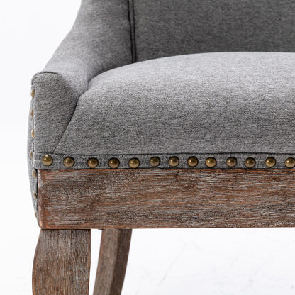 Ultra Side Dining Chair gray fabric with nailhead trim and wood legs HouseOfZazla on Tampa Home & Garden Store