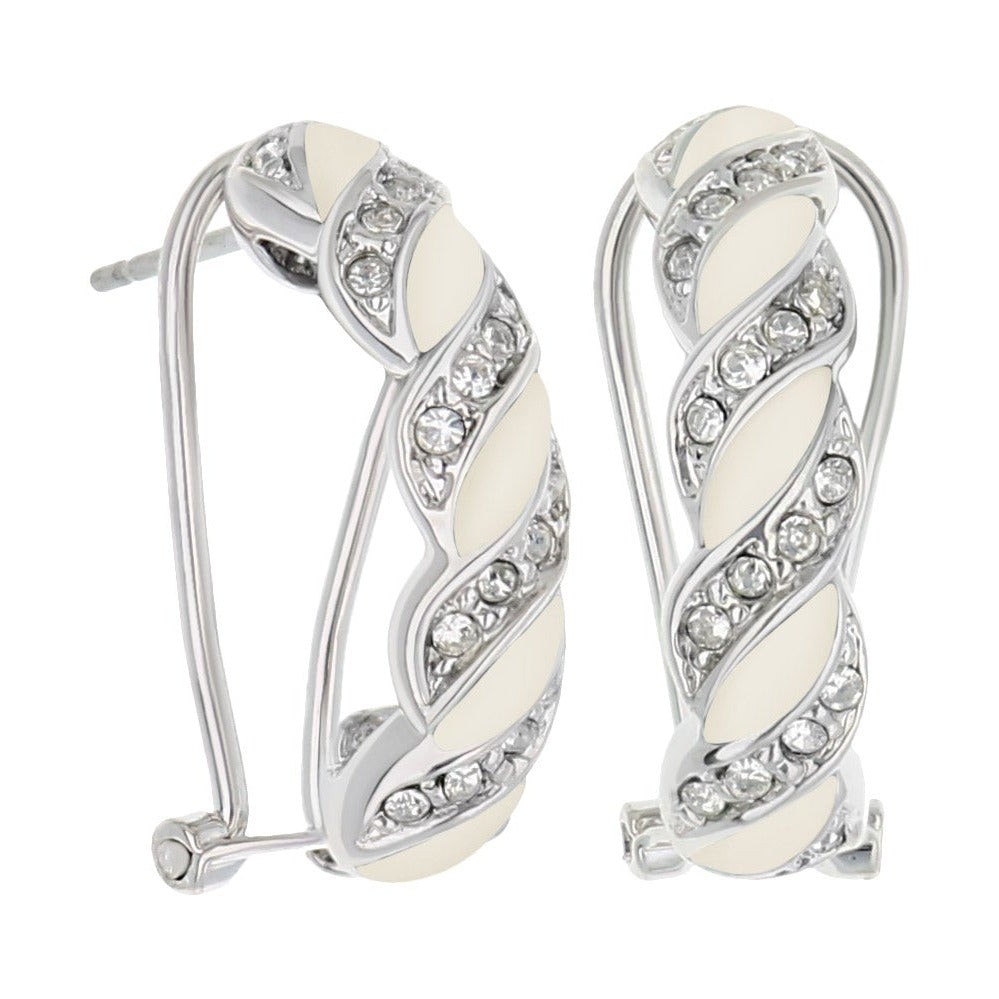 Lga French Clip Earrings by Lauren G Adams, silver-tone twisted design with crystals, clip-ons on Tampa Home & Garden Store