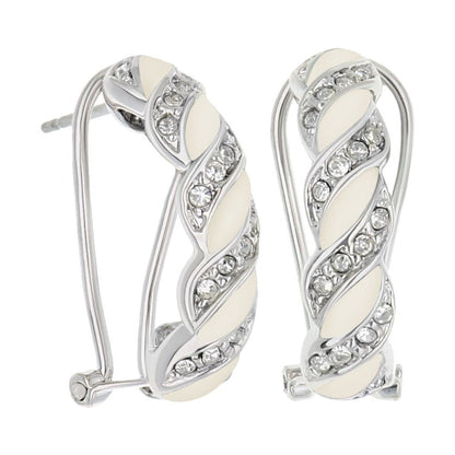 Lga French Clip Earrings by Lauren G Adams, silver-tone twisted design with crystals, clip-ons on Tampa Home & Garden Store