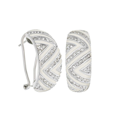 Lga French Clip Earrings by Lauren G Adams, silver-tone crystal pavé hoops with chevron on Tampa Home & Garden Store