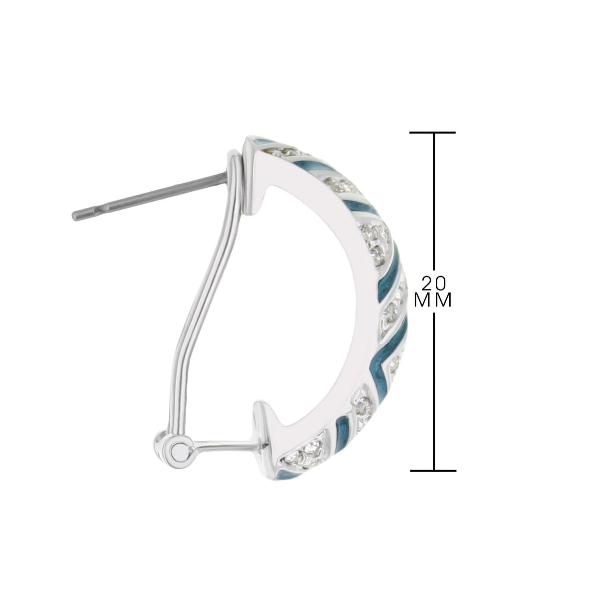 Lga French Clip Earrings by Lauren G Adams, silver-tone hoop with blue enamel and crystals, 20mm on Tampa Home & Garden Store