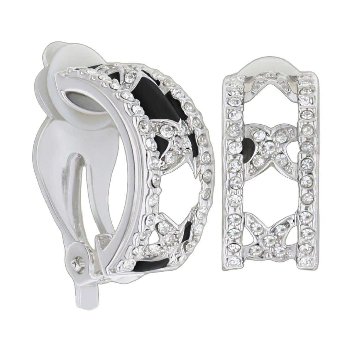 Lga Clip On Earrings by Lauren G Adams crystal pavé silver-tone rhinestone earrings clip-on on Tampa Home & Garden Store