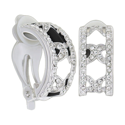 Lga Clip On Earrings by Lauren G Adams crystal pavé silver-tone rhinestone earrings clip-on on Tampa Home & Garden Store