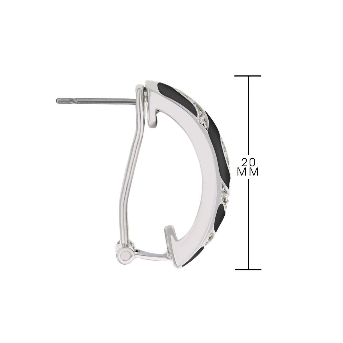Lga French Clip Earrings by Lauren G Adams, black enamel hoop with crystals, lever-back on Tampa Home & Garden Store