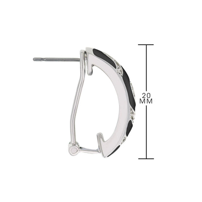 Lga French Clip Earrings by Lauren G Adams, black enamel hoop with crystals, lever-back on Tampa Home & Garden Store