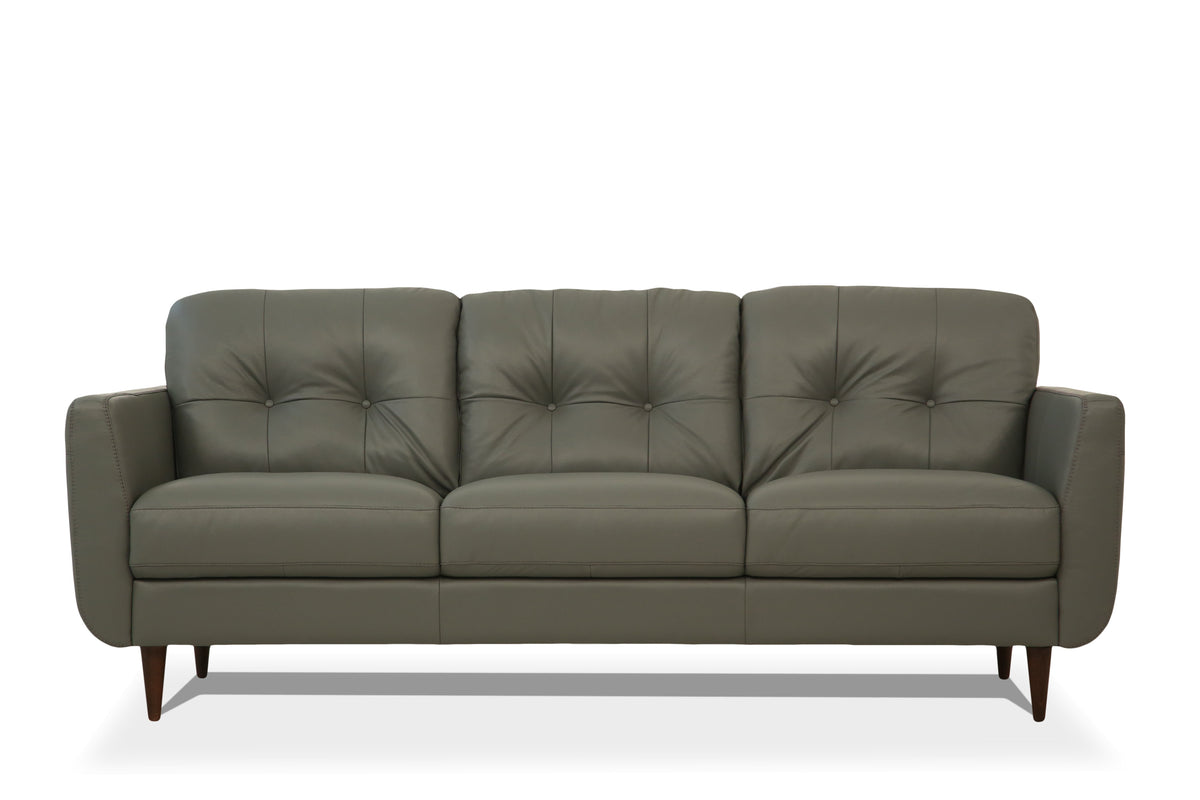 Radwan Pesto Button Italian Leather Sofa