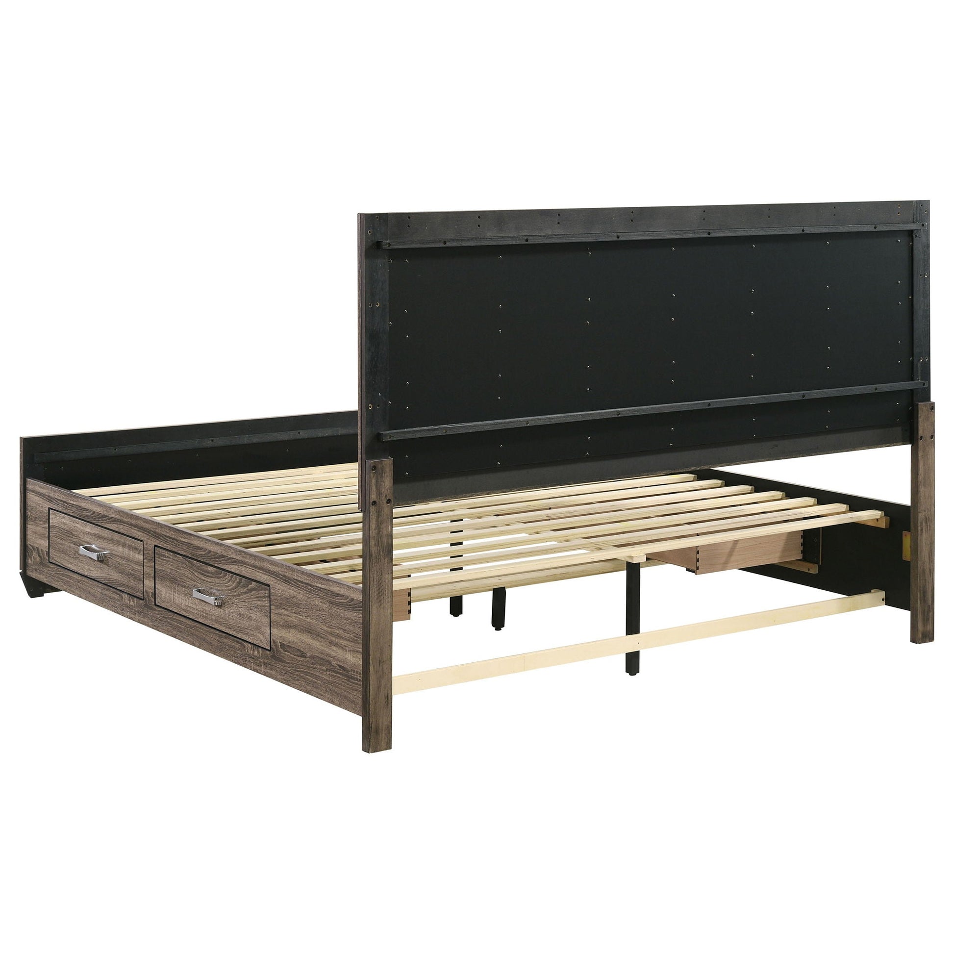Oatfield Panel Bed by HouseOfZazla, wood frame with 2-drawer base in Tampa on Tampa Home & Garden Store