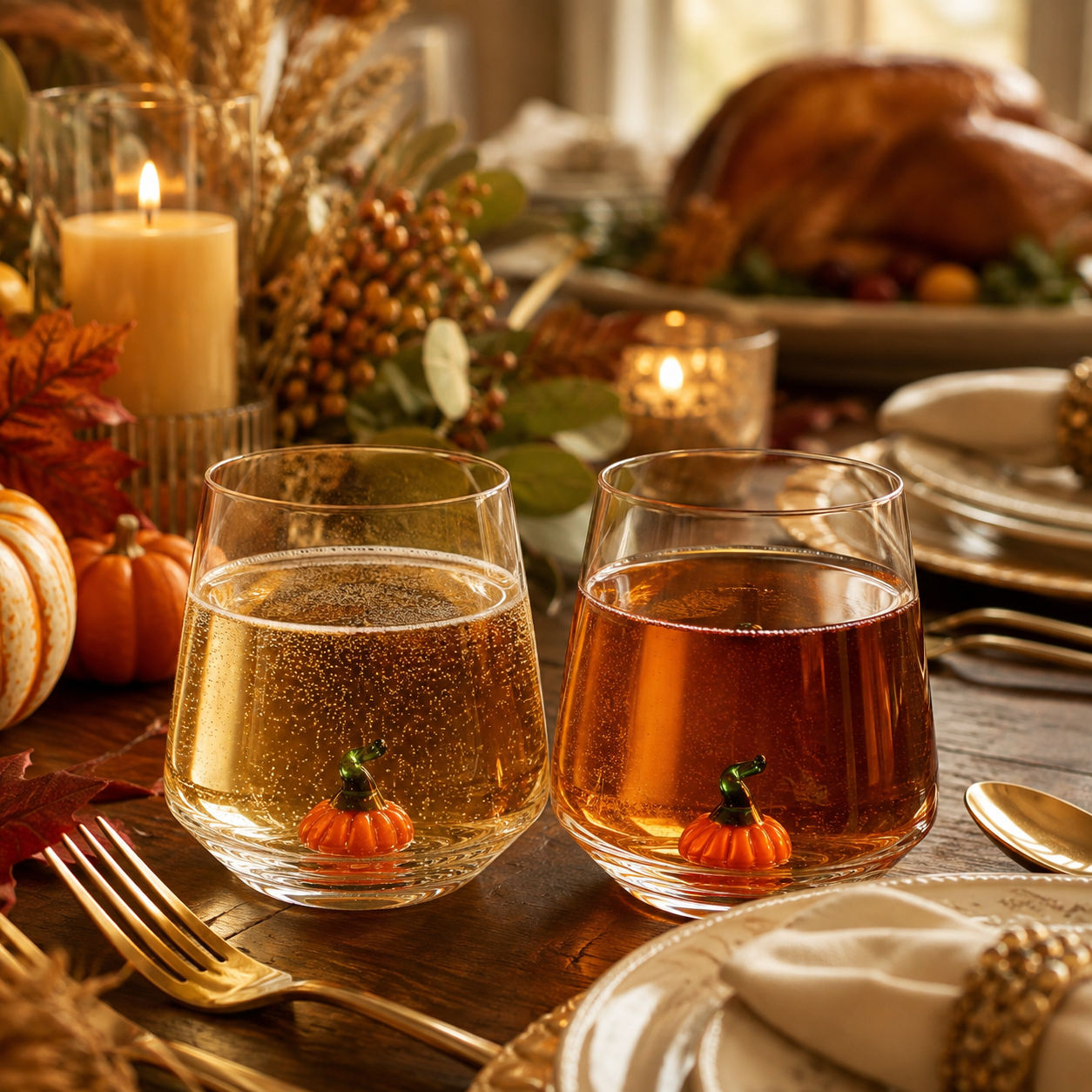 Clear Decorative Pumpkin Glass Set for Autumn