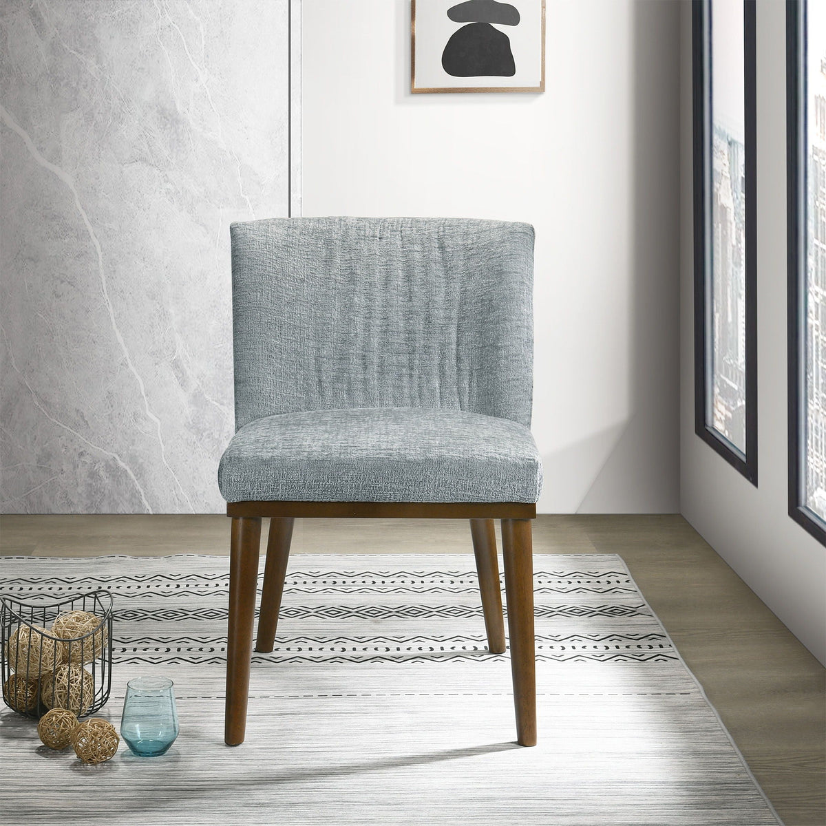 Mid-Century dining chair with solid wood frame in dark gray fabric HouseOfZazla on Tampa Home & Garden Store